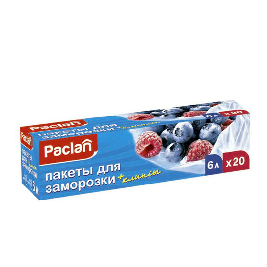 ПАКЛАН Пакеты д/замораживания, 6л 30х46см (с клипсами) 20шт