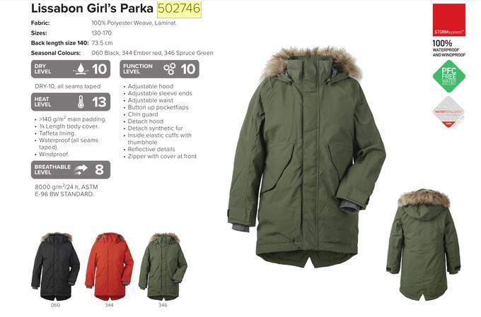 Куртка для девушки LISSABON GS PARKA
