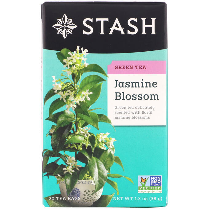 Stash Tea, Цветок жасмина, зеленый чай, 20 чайных пакетиков, 1,3 унции (38 г)