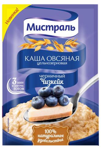 Мистраль Каша овсяная Черничный чизкейк, 5шт по 40гр