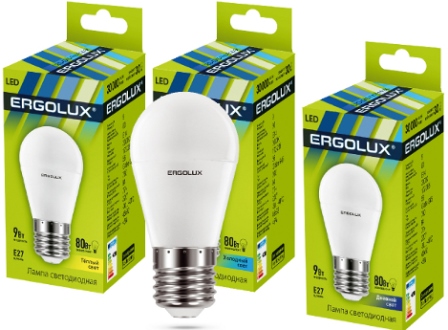 Ergolux LED-G45-9W-E27-4K (Эл.лампа светодиодная Шар 9Вт E27 4500K 172-265В)