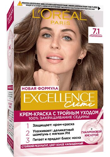 LOREAL Лореаль краска для волос &quot;Excellence&quot;, оттенок 7.1, Русый пепельный, Лореаль