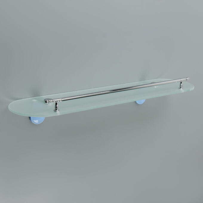 Полка стеклянная одинарная с ограничителем Accoona A11810M, цвет синий