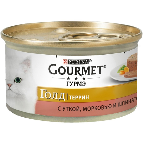 Gourmet Gold конс 85гр д/кош Кусочки в паштете Утка/Морковь/Шпинат (1/24)