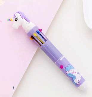 Ручка 10-цветная единорог фиолетовый