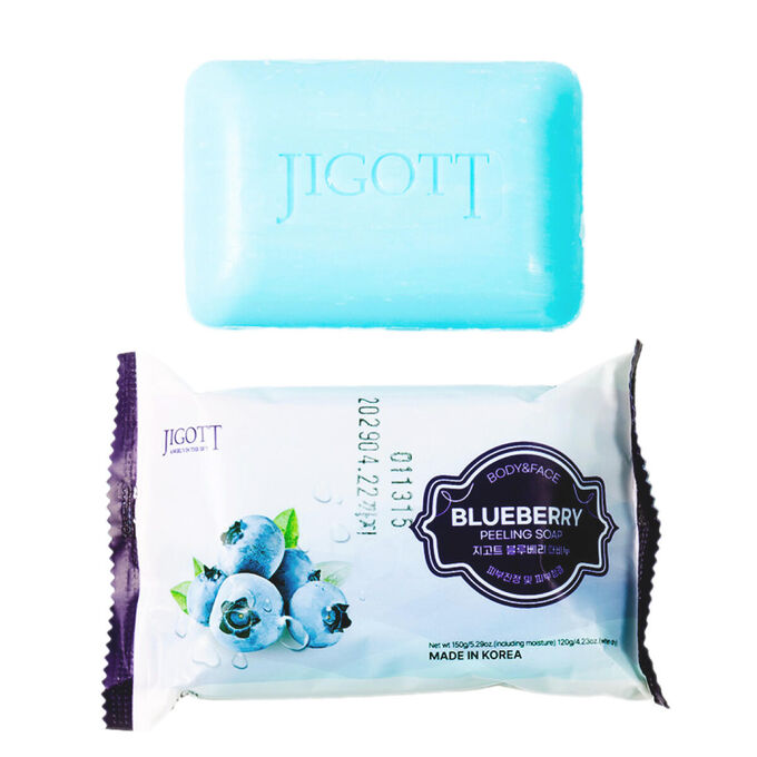 Jigott Мыло-скраб для лица и тела с экстрактом черники Blueberry Scrub Soap, 150 г