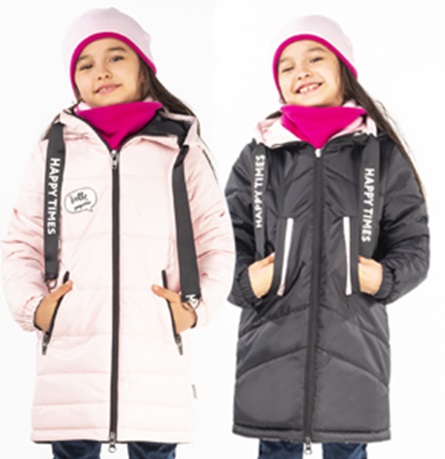 Пальто двухсторонее для девочки, мятный/серый во Владивостоке