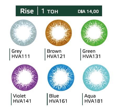 Перекрывающие цветные контактные линзы HERA RISE Blue -7.0 ВС 8.6 (2 линзы)