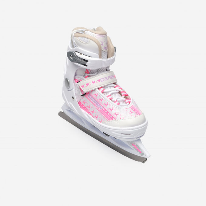 DECATHLON Коньки ледовые раздвижные для девочек розовые Derby 500