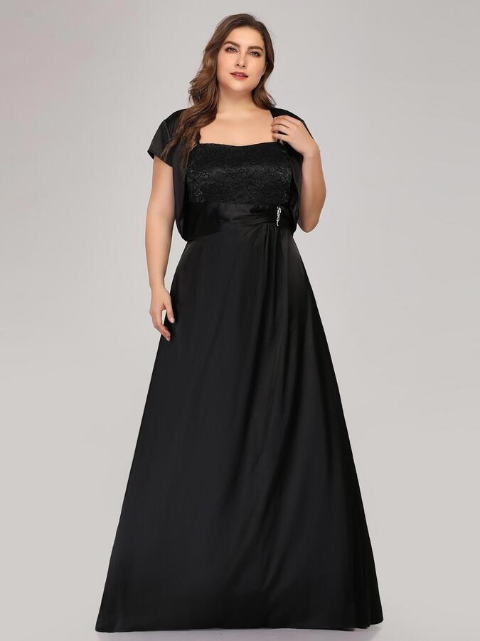 Вечернее длинное черное платье с болеро