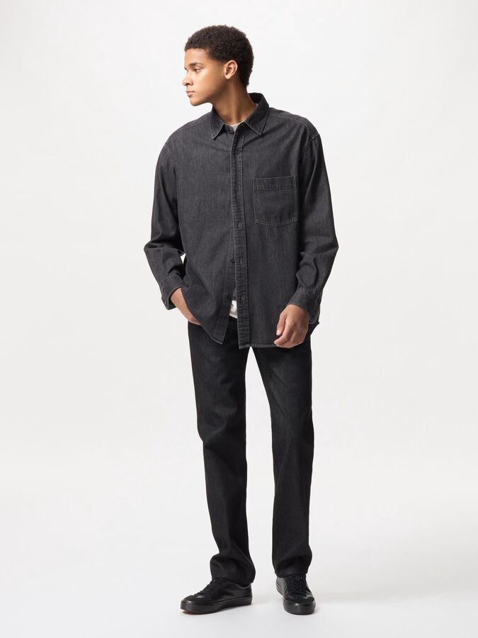 UNIQLO - джинсы стандартного кроя, увеличенной длины - 09 BLACK