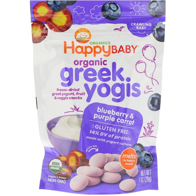 Happy Family Organics, happyyogis, Греческий йогурт, черника и фиолетовая морковь, 1 oz (28 г)