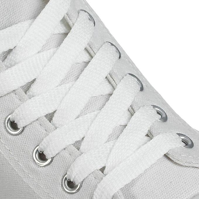 СИМА-ЛЕНД Шнурки для обуви, пара, плоские, 8 мм, 90 см, цвет белый
