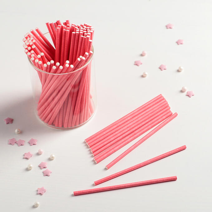 СИМА-ЛЕНД Палочки для кейкпопсов, 100 шт, 10x0,2 см, цвет розовый