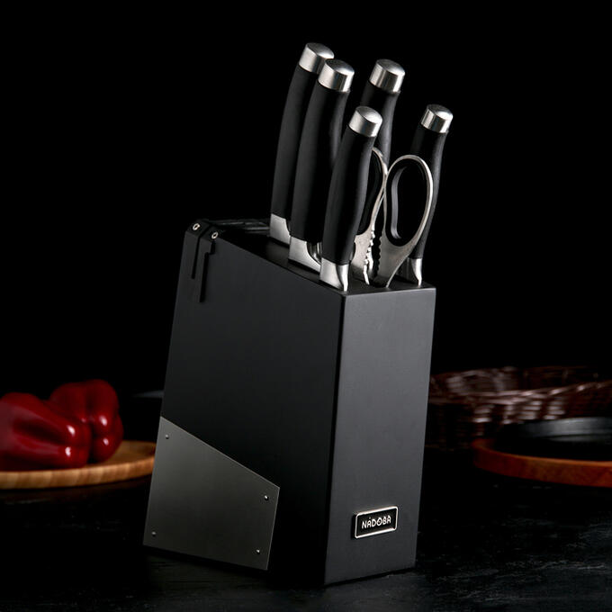 Набор кухонный Nadoba Rut, 6 предметов: 5 ножей лезвия 10 см, 12,5 см, 20 см, 20 см, 20 см, ножницы, универсальный блок с ножеточкой