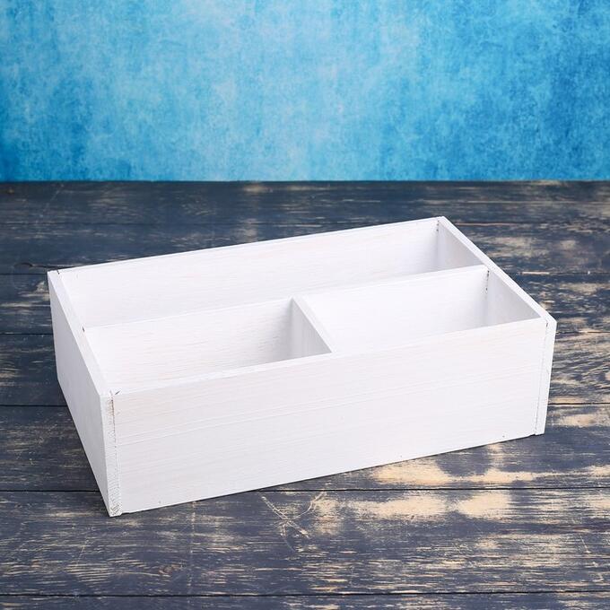 Ящик деревянный 20.5*34.5*10 см подарочный комодик, белая кисть