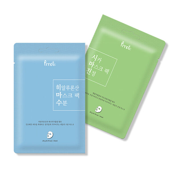 Маски дуэт для комплексного ухода за кожей лица Prreti Dual Mask (1 moisturizing + 1 soothing), 2шт*20гр