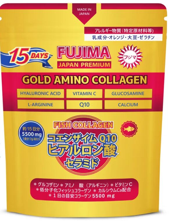 FUJIMA GOLD AMINO COLLAGEN 5500мг, коллагеновый порошок 105гр, курс на 15 дней