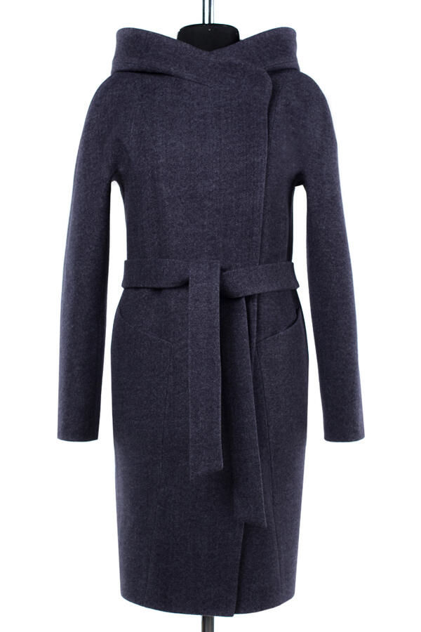 01-07460 Пальто женское демисезонное(пояс) валяная шерсть темно-серый