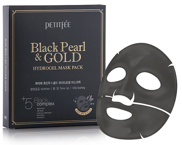 Petitfee Гидрогелевая маска для лица с черным жемчугом Black Pearl &amp; Gold Hydrogel Mask Pack