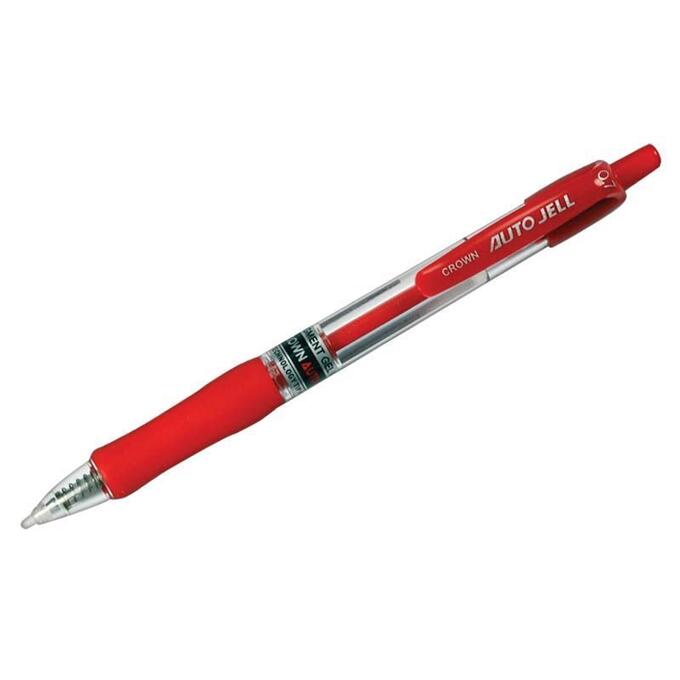 Ручка гелевая автоматическая Crown &quot;CEO Jell&quot; красная, 0,7мм, грип