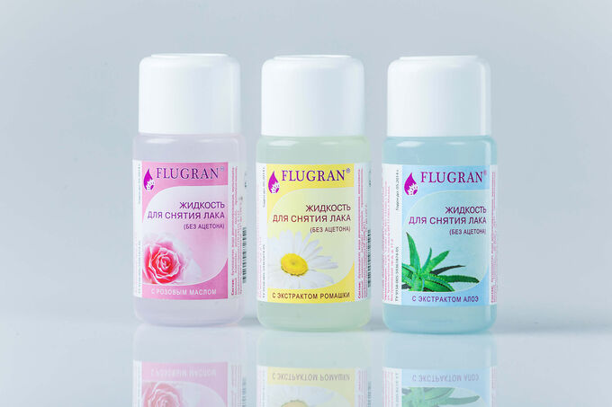 Cosmoluxe Жидкость для снятия лака Flugran ромашкой,50 мл