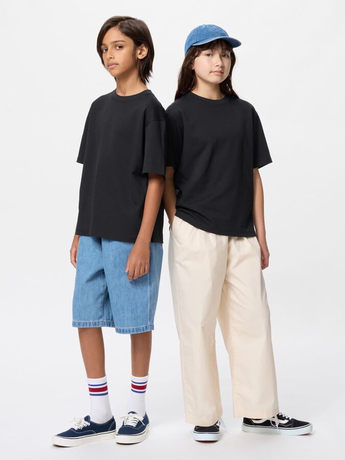 UNIQLO Детская хлопковая футболка, черный