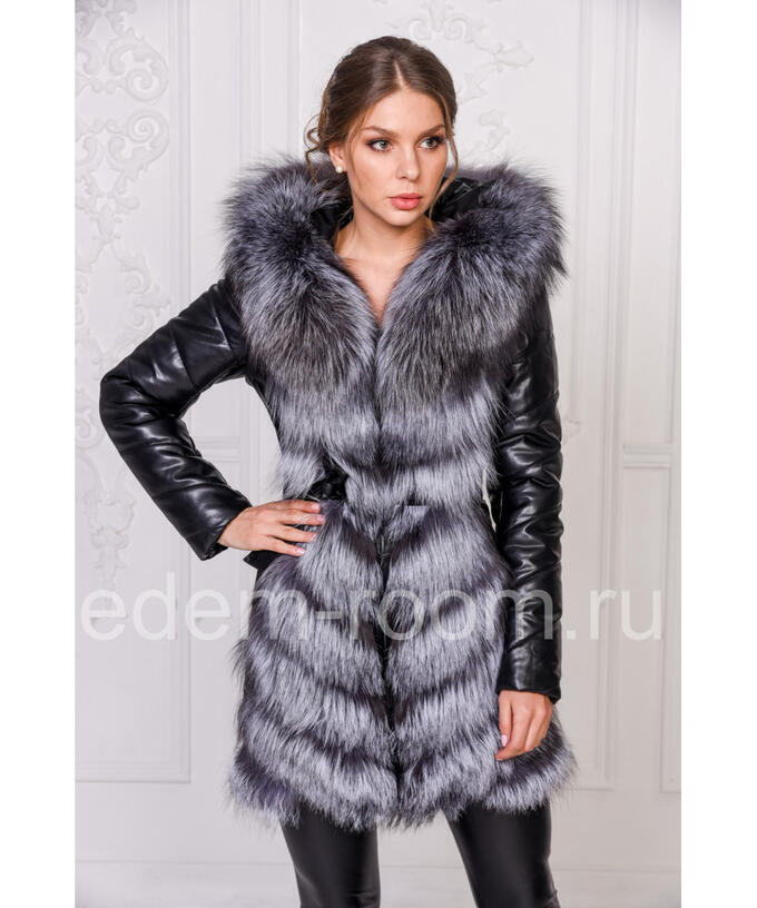 Зимняя куртка-жилетка из эко-кожиАртикул: RS-789-CH