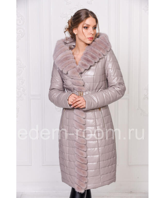 Зимнее пальто из искусственной кожи Артикул: RS-558-1-B-SR-N