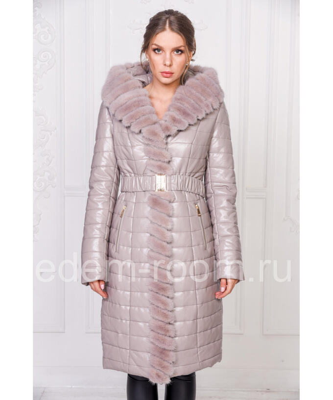 Зимнее пальто из искусственной кожи Артикул: RS-558-1-B-SR-N