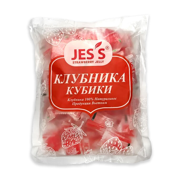 Без торговой марки Конфеты жевательные Клубника кубики, 500гр.