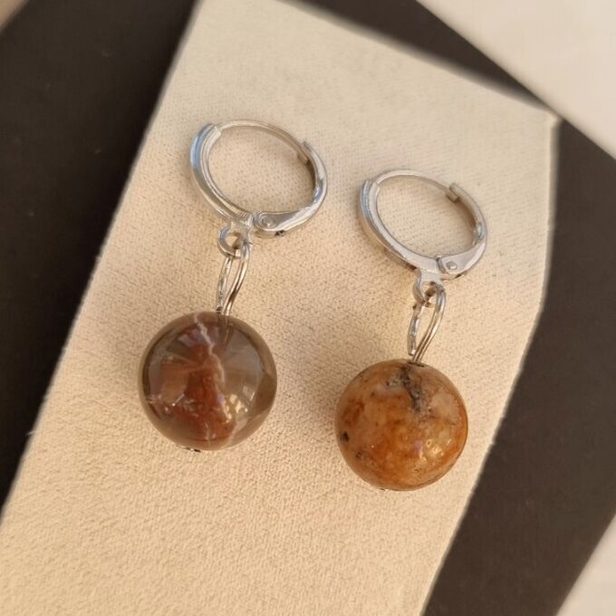 zlatto Серьги бижутерия висячие кофе Агат, 1028, арт.218.079