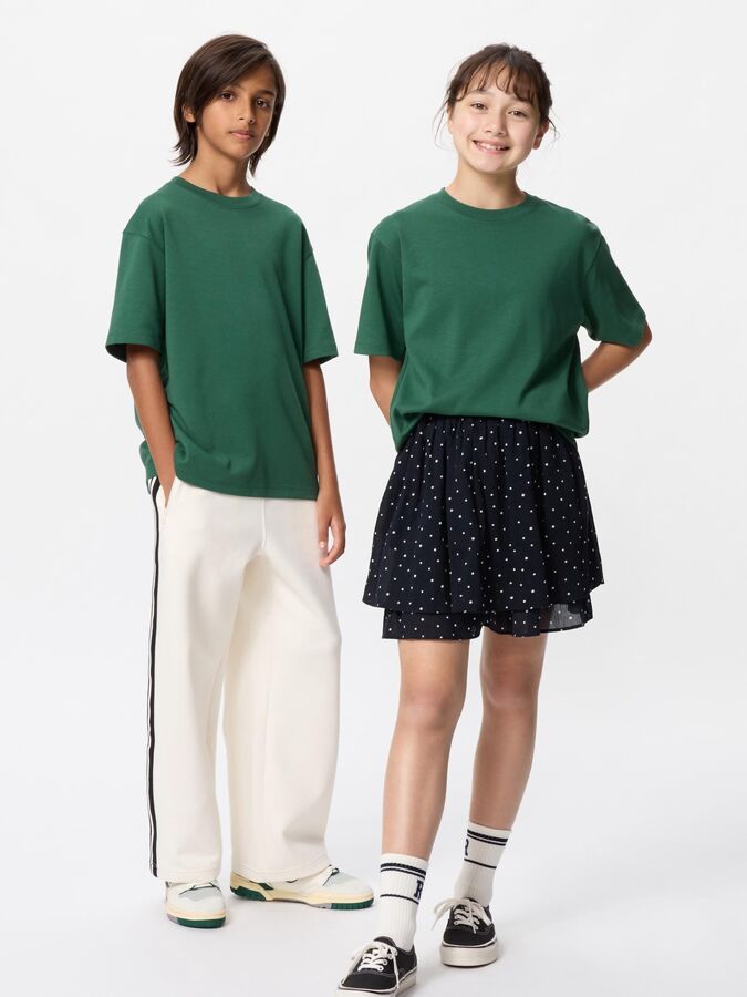 UNIQLO AIRism - хлопковая футболка с круглым вырезом - 58 DARKGREEN