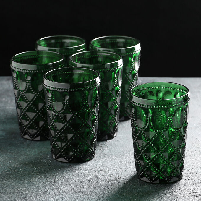 Набор стаканов Magistro «Варьете», 465 мл, 8,5x14 см, 6 шт, цвет зелёный