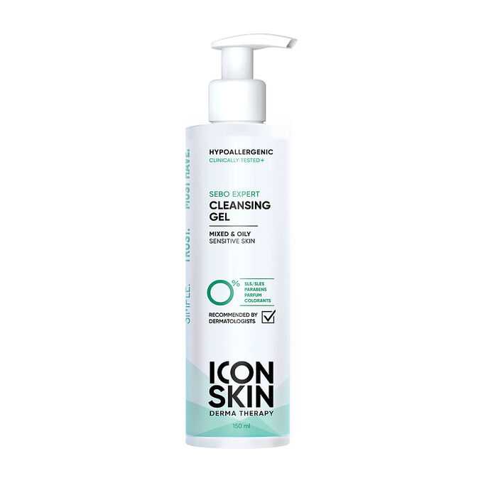 *ICON SKIN  Гель очищающий для умывания Sebo Expert  для всех типов кожи, 150 мл. #