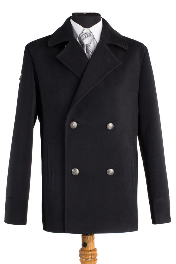 06-0033 Пальто мужское демисезонное (Рост 182) Пальтовая ткань черный