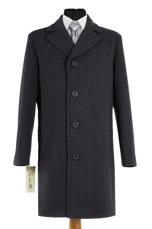 06-0047 Пальто мужское демисезонное (Рост 182) Пальтовая ткань серый