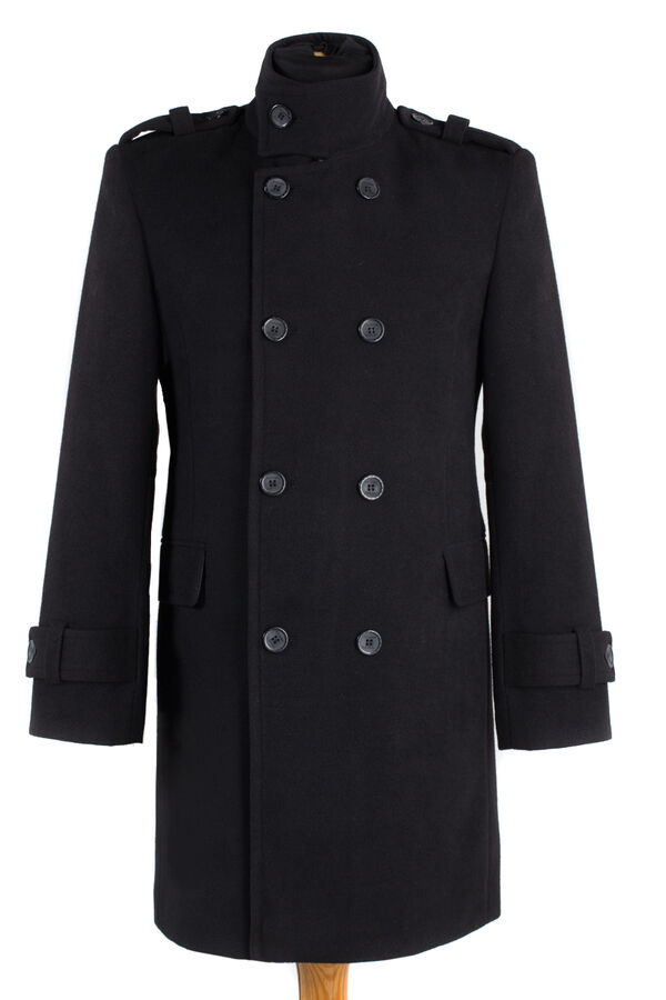 06-0073 Пальто мужское демисезонное (Рост 176) Пальтовая ткань черный