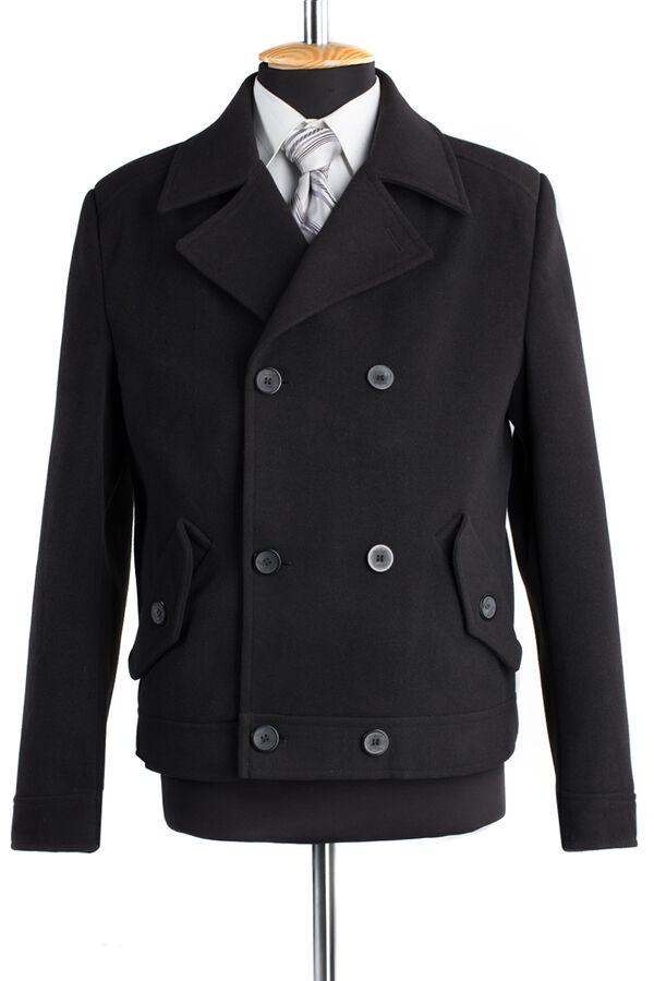 06-0093 Пальто мужское демисезонное (Рост 176) Пальтовая ткань черный