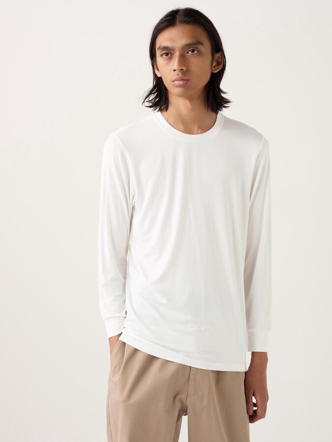 UNIQLO Heattech - тонкая термо-кофта с круглым вырезом - 00 WHITE