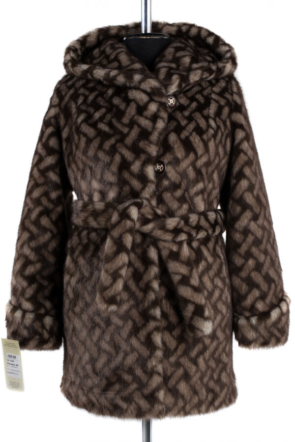 02-1268 Пальто шуба искусственная женская (пояс) Искусственный мех коричневый