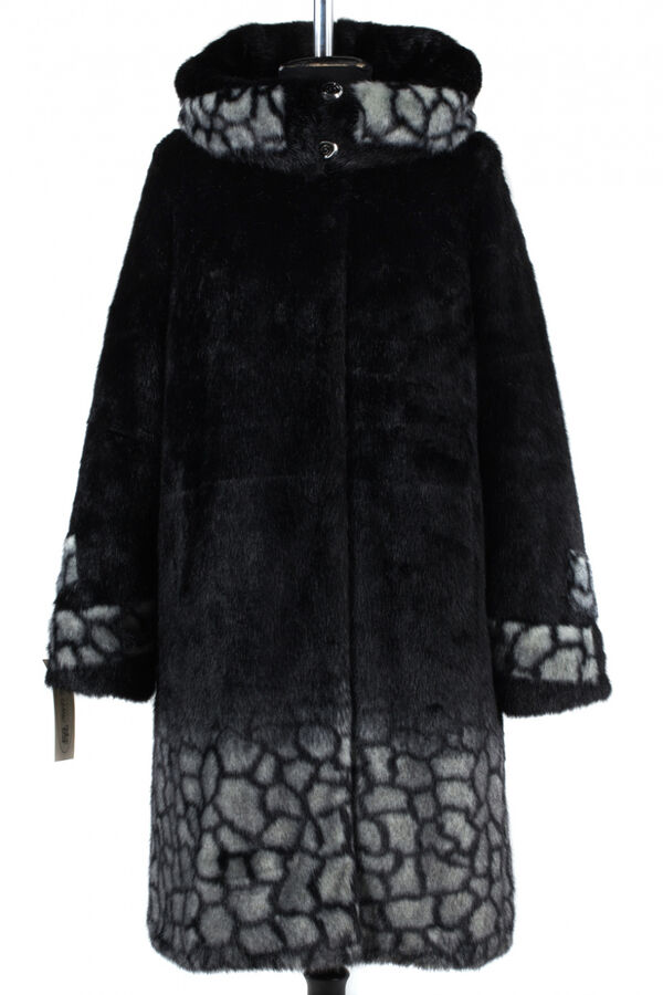 02-1272 Пальто шуба искусственная женская Искусственный мех черно-серый