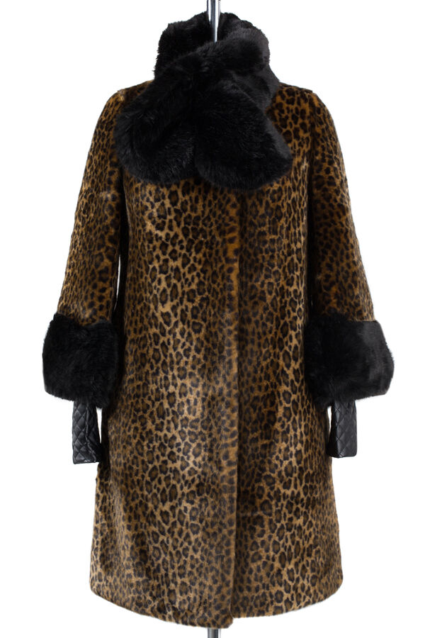 02-0764 Пальто женское утепленное Искусственный мех Леопард