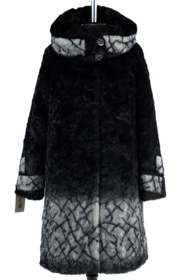 02-1270 Пальто шуба искусственная женская Искусственный мех черно-серый