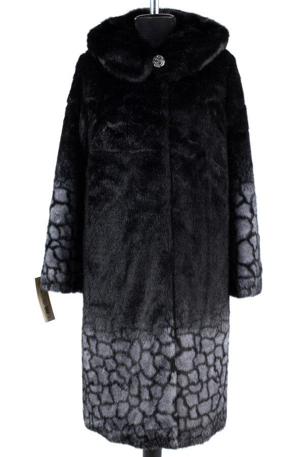 02-1261 Пальто шуба искусственная женская SALE Искусственный мех черно-серый