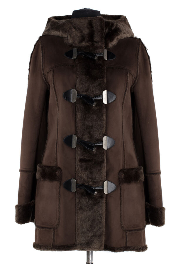 02-0746 Пальто женское утепленное SALE Дубленка коричневый