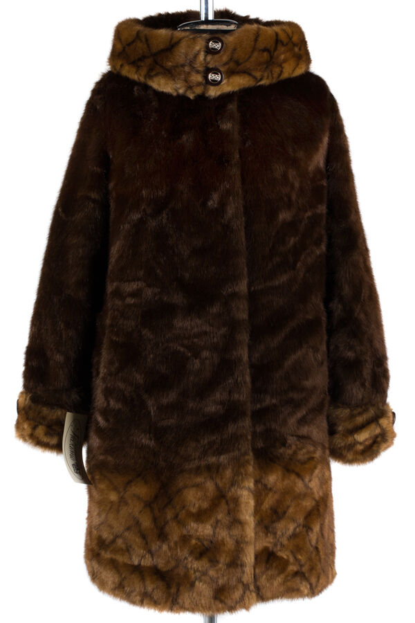 02-1250 Пальто шуба искусственная женская SALE Искусственный мех Янтарь-коричневый