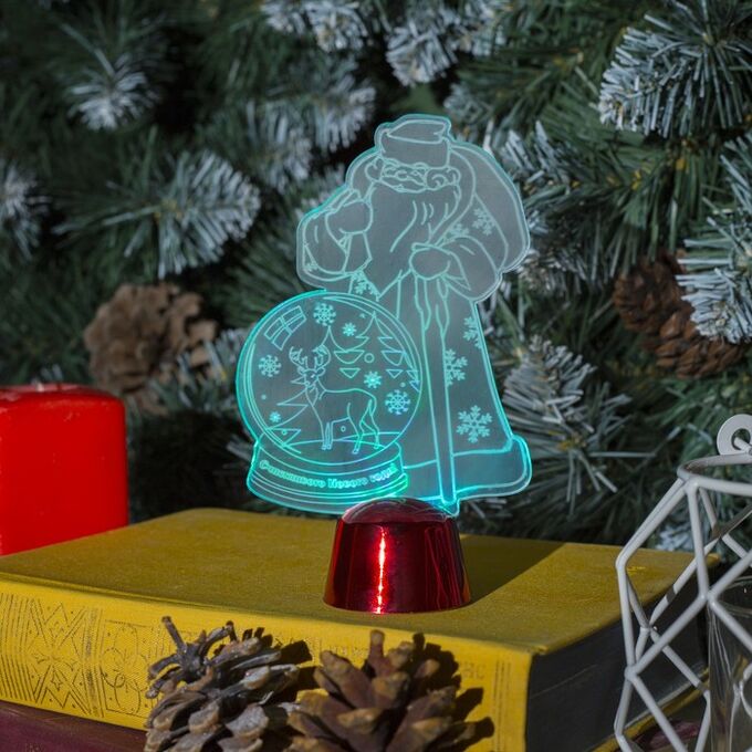 Luazon Lighting Подставка световая &quot;Дед Мороз, Олень в шаре&quot;, 14.5х9 см, 1 LED, RGB микс
