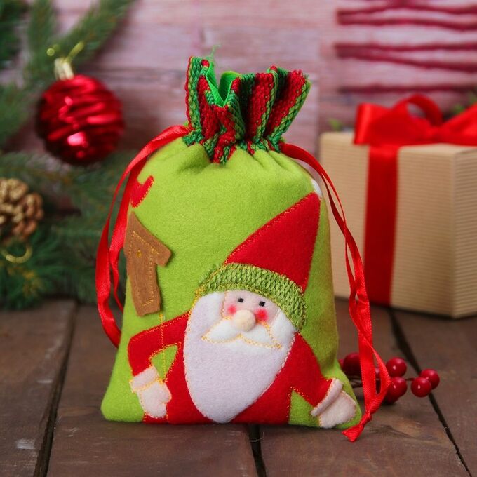 Мешочек для подарков «Дед Мороз и скворечник»