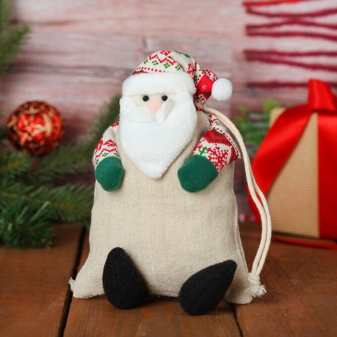 Мешочек для подарков «Дед Мороз», на завязках, цвета МИКС